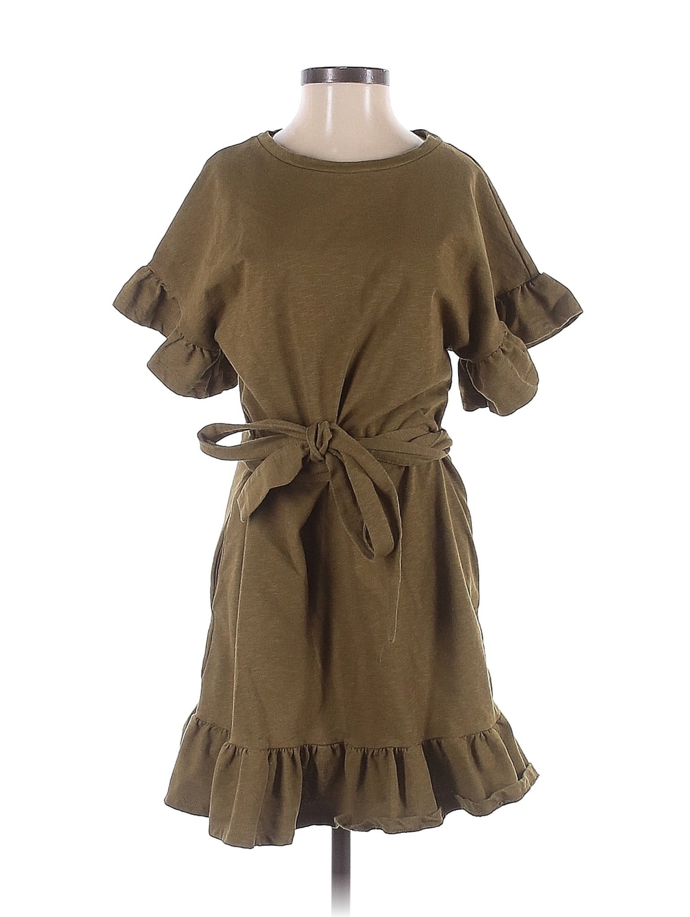 H&M | Size SMALL | Casua Mini olive Green Dress W/ Belt